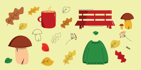 Autumn set. vector illustration