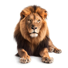 Fototapeta premium Majestic Lion Portrait with a White Background