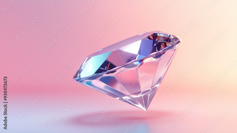 Aufkleber a floating diamond with sharp, geometric edges, set against a neutral gradient with ample copy space