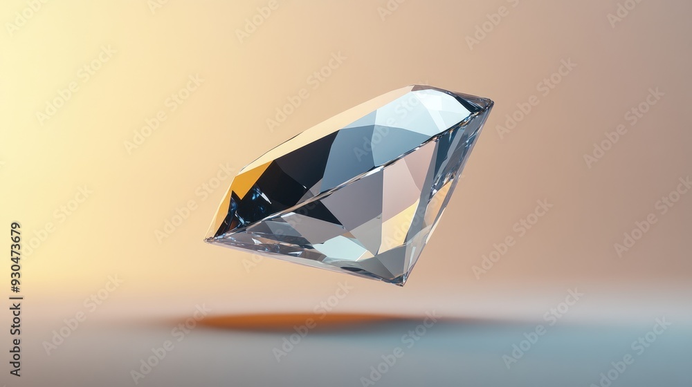 Aufkleber a floating diamond with sharp, geometric edges, set against a neutral gradient with ample copy space