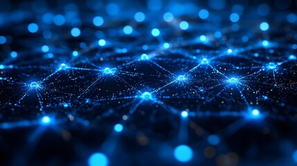 Abstract futuristic network of interconnected points and nodes, symbolizing technological advancements in diabetes care.