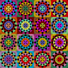 Pattern with crochet granny square wallpaper handmade decorative art design print 