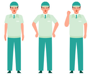 Working man. Concept for Problem Solving. Man cartoon character. People face profiles avatars and icons. Close up image of Problem Solving man.