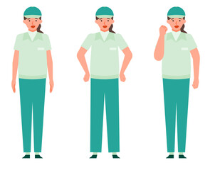 Working Woman. Concept for Problem Solving. Woman cartoon character. People face profiles avatars and icons. Close up image of Problem Solving Woman.