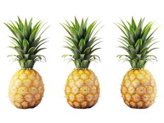 a group of pineapples with green leaves