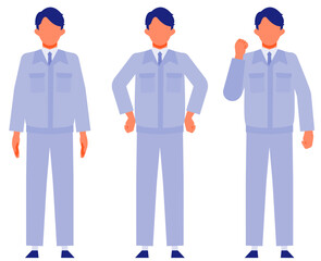 Working man. Concept for Problem Solving. Man cartoon character. People face profiles avatars and icons. Close up image of Problem Solving man.