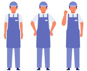 Working man. Concept for Problem Solving. Man cartoon character. People face profiles avatars and icons. Close up image of Problem Solving man.