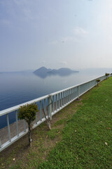 Vertical of Park close Toya lake or Toyako, Hokkaido, Japan