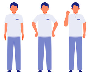 Working man. Concept for Problem Solving. Man cartoon character. People face profiles avatars and icons. Close up image of Problem Solving man.