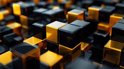 Abstract Black and Gold Cubes
