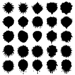 This image features a collection of black circles on a white background