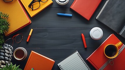 A seamless pattern of textbooks, coffee cups, and reading glasses, arranged in a dynamic and overlapping design, with a warm color palette and soft lighting, hd quality, study and relaxation style.