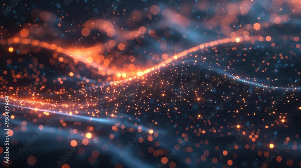 Aufkleber abstract cosmic waves with glowing particles create a mesmerizing background of light and motion, id