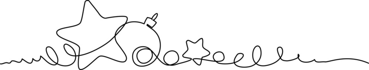 Merry Christmas decoration. Continuous one line art.