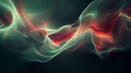 Obraz premium Serene Sage Green With Ruby Streaks Abstract Art - Hyper-Realistic Dark Charcoal Background Long Exposure Shot with Intricate Details