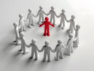 Teamwork Circle Connected Group Supporting Unity