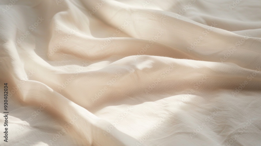 Aufkleber Serene Soft Beige Table Surface with Gentle Light Beams - Morning Calm, Wide Low-Angle View, No Objects or People Creating Warmth and Tranquility