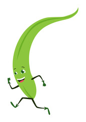 Green leaves character. Cute happy funny smiling leaf character. Vector illustration isolated on white background