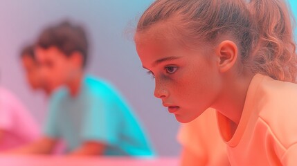Focused Girls and Boys Table Tennis Training with Professional Coach at Modern Sports Facility