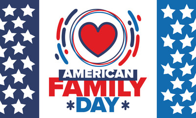 American Family Day. Celebrated annual in August. Happy holiday in United States. Patriotic design. Poster, greeting card, banner and background. Vector illustration