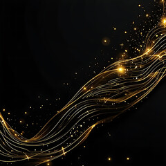 Sparkling luxury gold waves background on black background