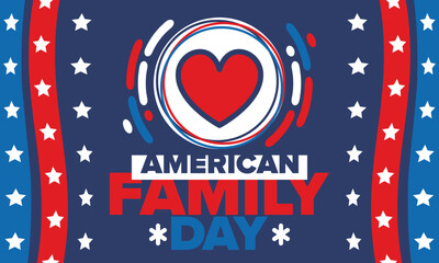 American Family Day. Celebrated annual in August. Happy holiday in United States. Patriotic design. Poster, greeting card, banner and background. Vector illustration