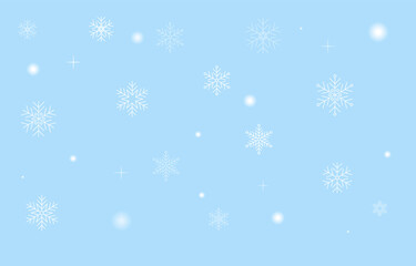 Christmas background with snowflakes.Winter background.Snowfall isolated on blue background.Vector graphic illustration.
