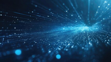 Fototapeta premium Abstract blue background data technology glowing lines 
