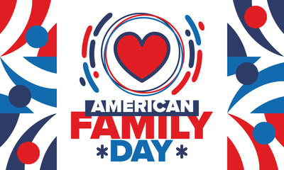 American Family Day. Celebrated annual in August. Happy holiday in United States. Patriotic design. Poster, greeting card, banner and background. Vector illustration