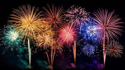 Fototapeta premium A Night Sky Filled With Colorful Fireworks