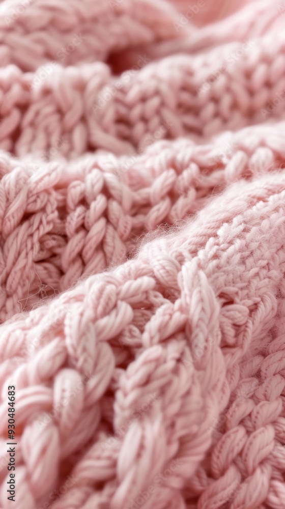 Poster the soft pink knit texture reveals intricate patterns and a cozy feel, perfect for a relaxed setting