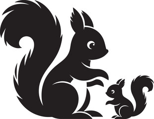 Vector illustration of Squirrel Silhouette isolated on white background