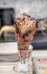 Waffle cone with ice cream