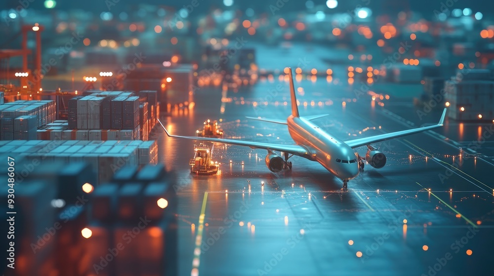 Poster a logistics control center using ai to manage and optimize airfreight and drone operations.