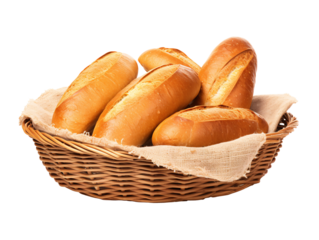 a basket of loaves of bread