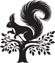 Vector illustration of Squirrel Silhouette isolated on white background