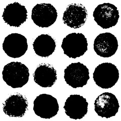 There is a collection of black circles displayed on a white background