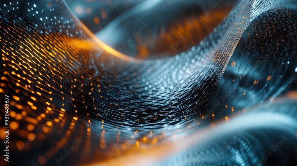 Poster futuristic elements intertwine with luminous strands, creating an engaging visual representation of 