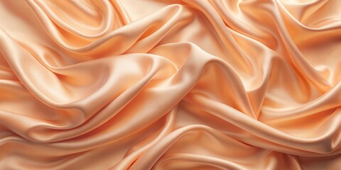 Obraz premium Abstract peach fuzz silk waves on soft peach fabric texture
