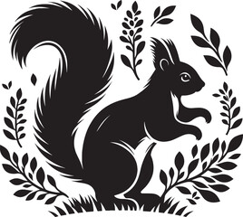 Vector illustration of Squirrel Silhouette isolated on white background