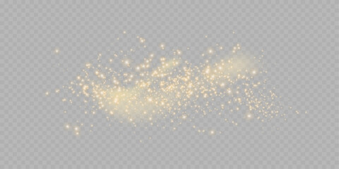 Realistic golden star dust light effect isolated on transparent. Stock royalty free vector illustration	