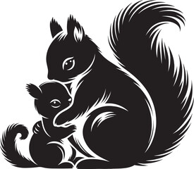 Vector illustration of Squirrel Silhouette isolated on white background