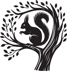 Vector illustration of Squirrel Silhouette isolated on white background