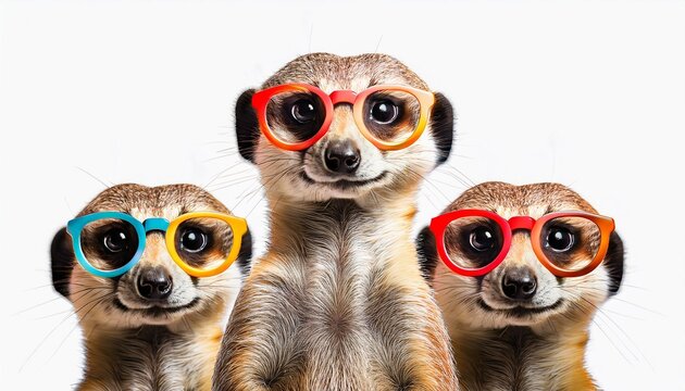 lunettes de vue port&eacute;e par d'adorables suricates