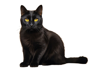 a black cat with yellow eyes