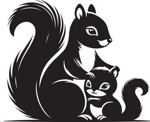 Vector illustration of Squirrel Silhouette isolated on white background