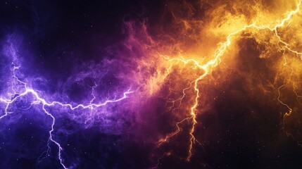 purple and yellow battle lightning background 