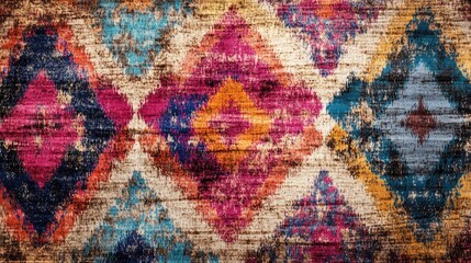 Rug seamless texture with abstract pattern  ethnic fabric  grunge background  boho style pattern  3d illustration
