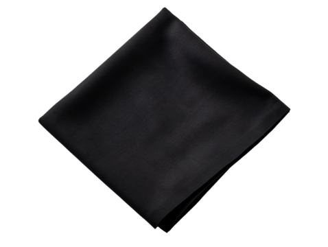 a black napkin on a white background