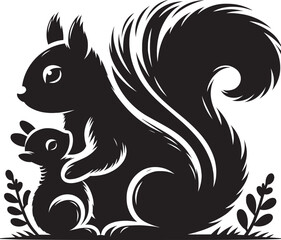 Vector illustration of Squirrel Silhouette isolated on white background